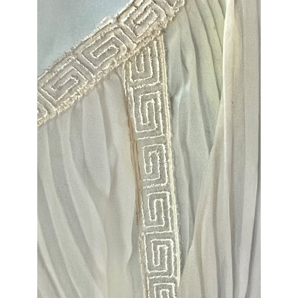 Rogers Cream Pleated Nightgown Grecian Trim Adjustable Straps Coquette 1950s - Picture 12 of 12